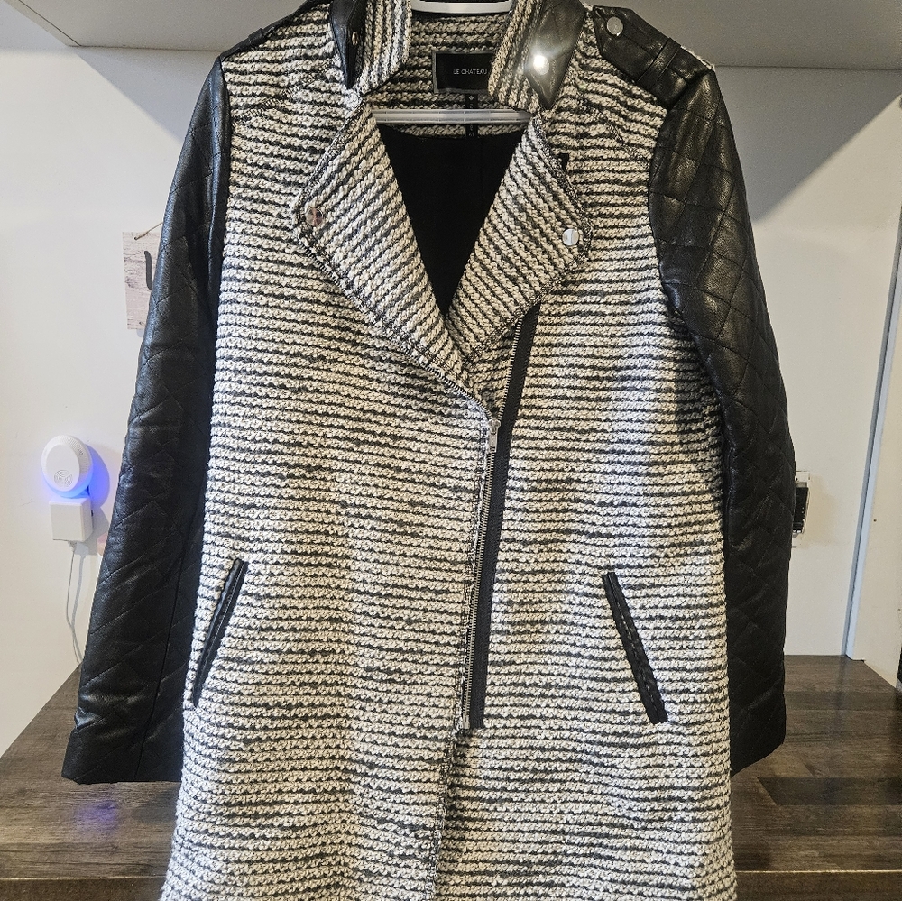 Le Chateau Black and White Striped Jacket